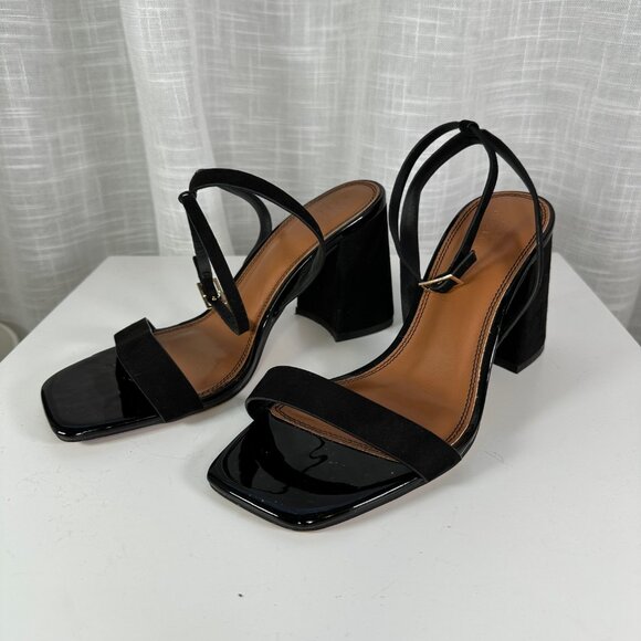 ASOS Design Faux Suede Wide Fit Hudson barely there Block Heel Sandals 8W - Picture 9 of 14